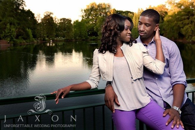 Couple at Lake Clara Meer Piedmont Park Engagement session | Constance and Jessie