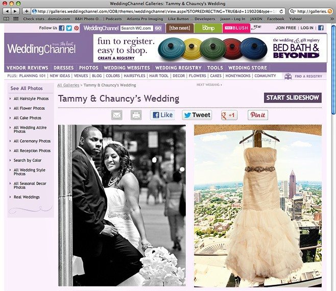 Screen shot of Wedding Channel publication of 200 Peachtree Wedding | Published by the Knot's Wedding Channel