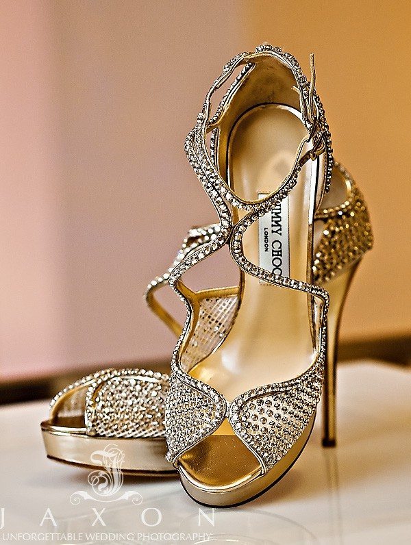 Brides blinged out Jimmy Choo shoes 200 Peachtree Wedding | Published by the Knot's Wedding Channel