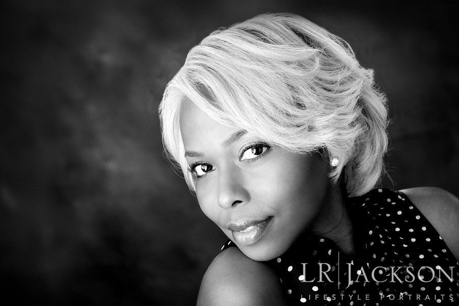  beautiful black and white portrait of a sophisticated African American with blond hair