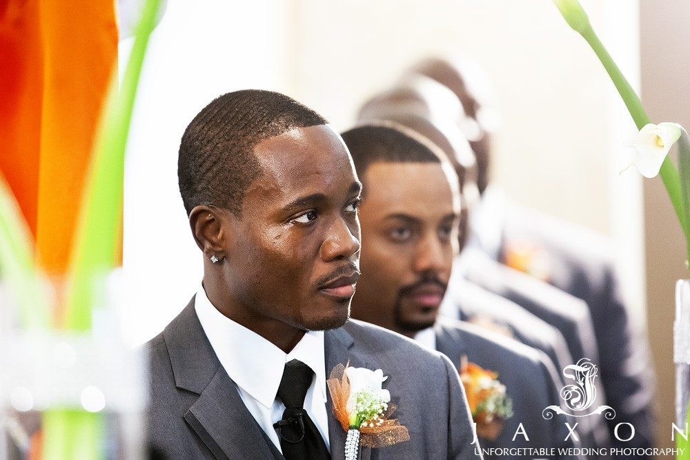 Groom gets teary eyed at his bride approaches | Eagles Landing Country Club Wedding