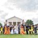 Wedding party on the lawn infront of the Eagles Landing Club House