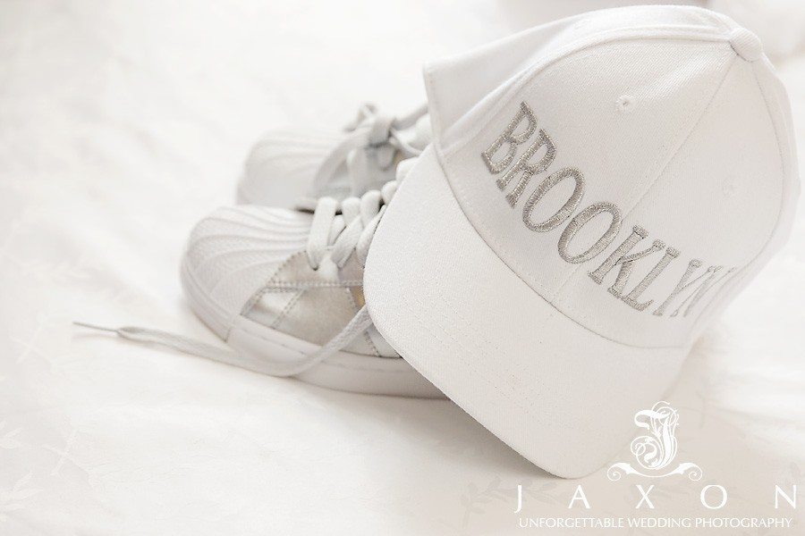 White sneakers and white brooklyn cap at the Sheraton in Brooklyn, NY |The Riviera Wedding Brooklyn, NY