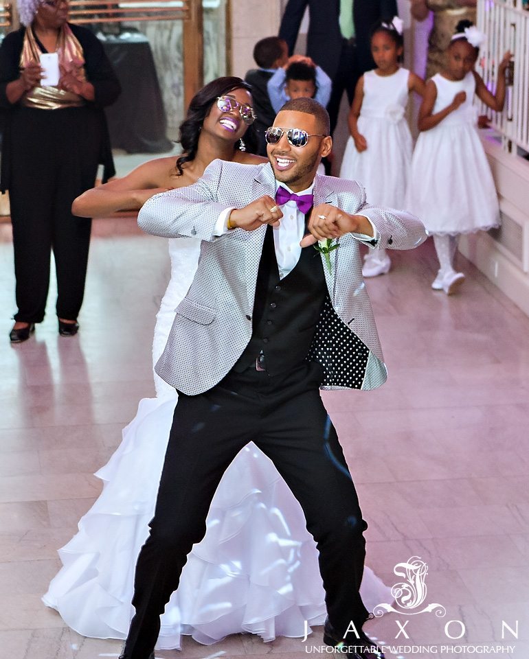 wedding couple's very funky first dance at their Venetian Room Atlanta Wedding