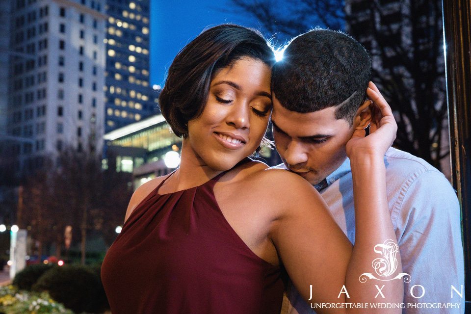 Downtown Atlanta night time engagement photo session