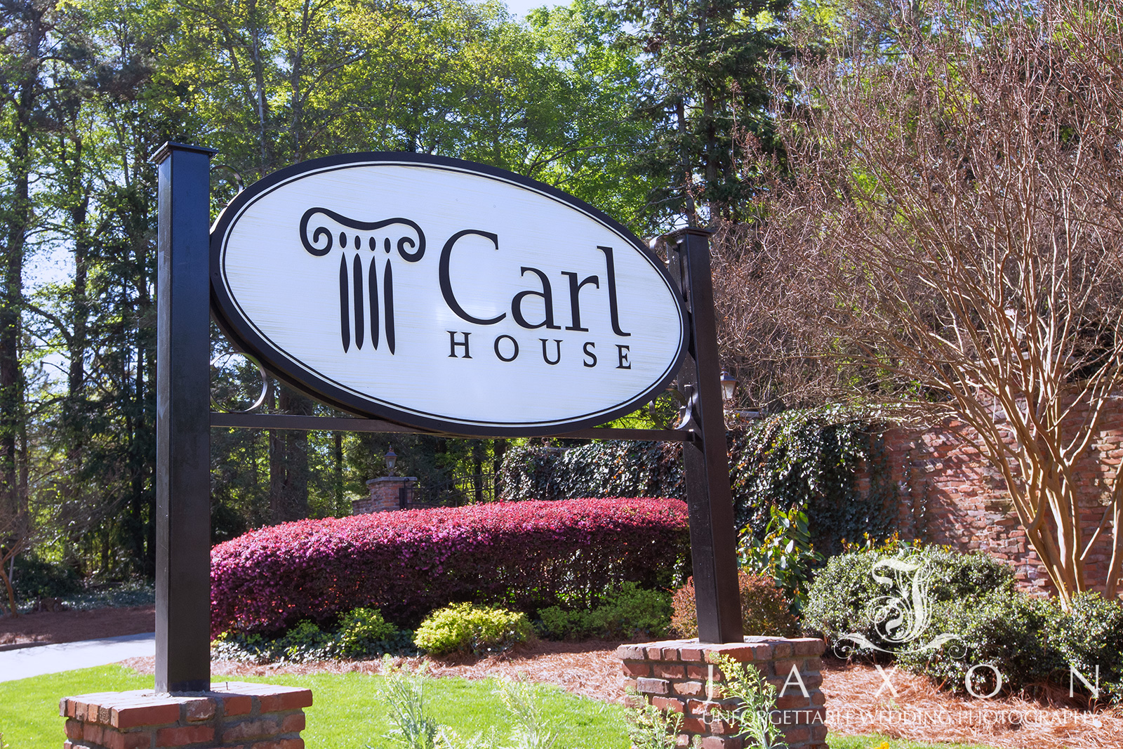 Elegant Oval Signage at The Carl House Event Facility, Auburn GA