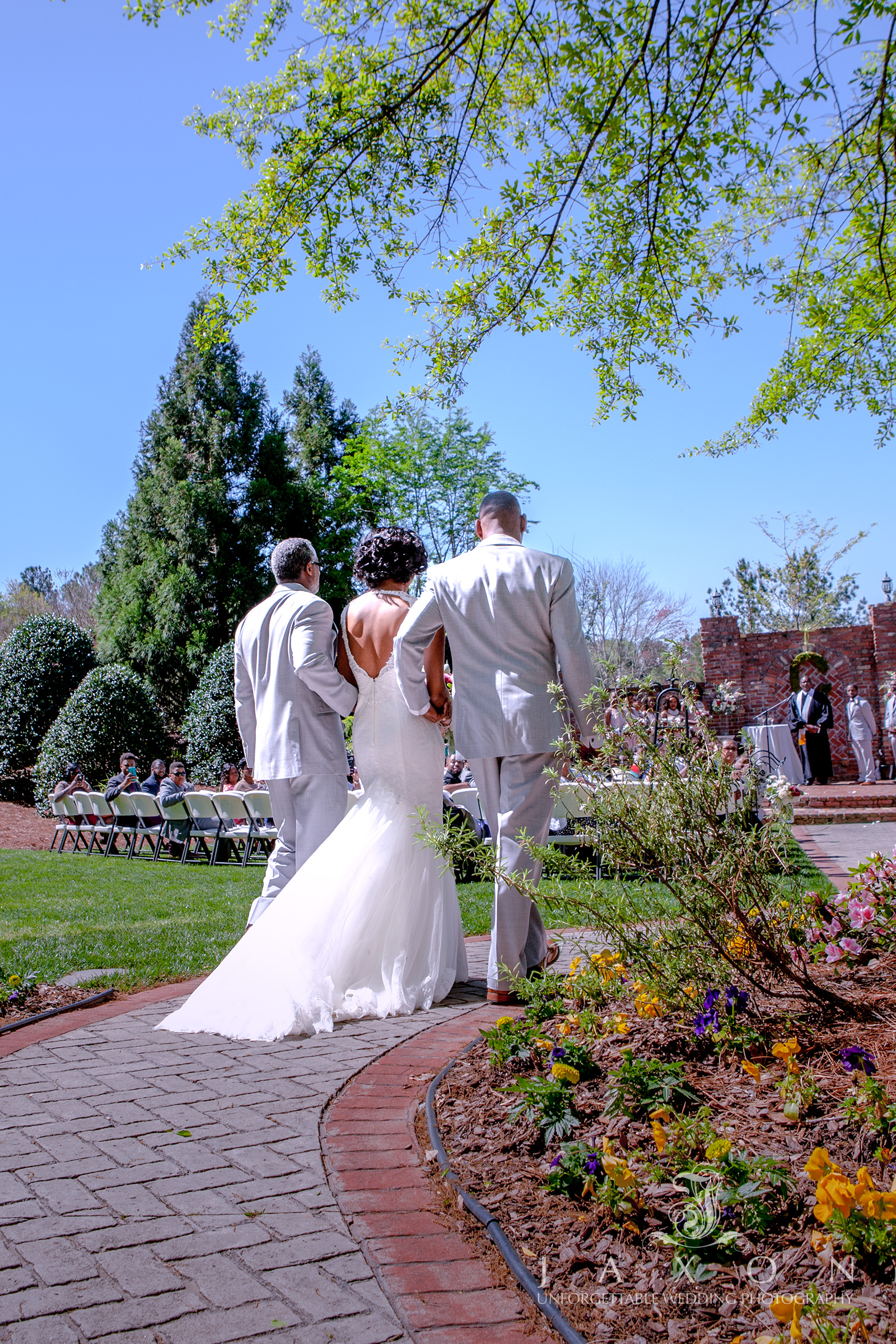 Dads escort bride at the Carl House in Atlanta